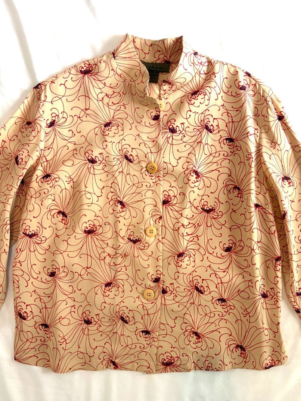 Harari silk top Small tan red vintage - Picture 3 of 9
